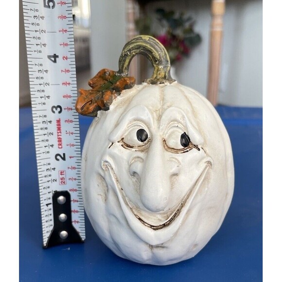 halloween anthropomorphic jack o latern pumpkin white wash EUC unique - Picture 2 of 6